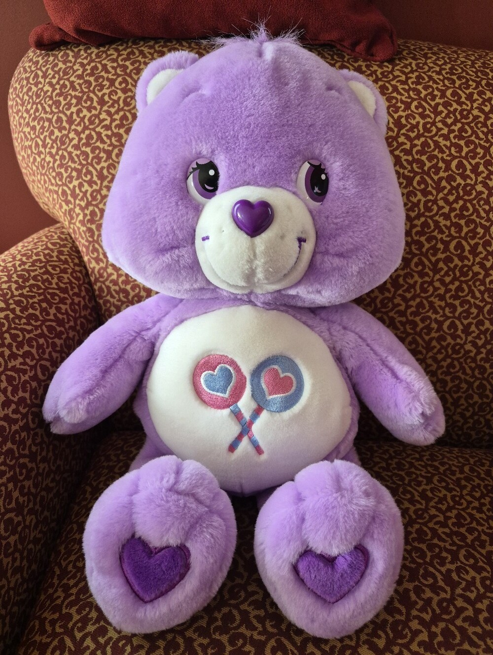 2003 Vintage Purple Care Bears Share Bear Plush Stuffed Animal Big
